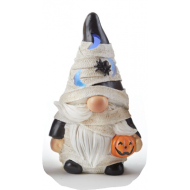 LED LIGHTED COSTUMED HALLOWEEN GNOMES, WHITE BANDAGES, 7" Tall